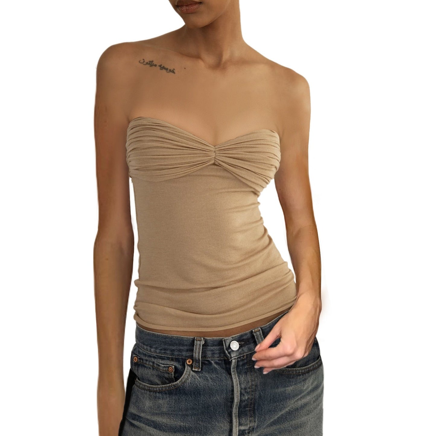 DressBetty - Sleeveless Chest Wrap Top Streetwear Party Casual Bodycon Solid Backless Top