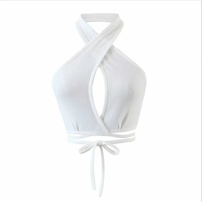 DressBetty - 2024 Sexy Cross Halter Neck Hollow Out Camisole