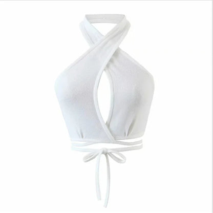 DressBetty - 2024 Sexy Cross Halter Neck Hollow Out Camisole