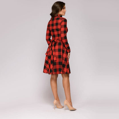 DressBetty - Women Vintage Plaid Printed A-line Party Dress