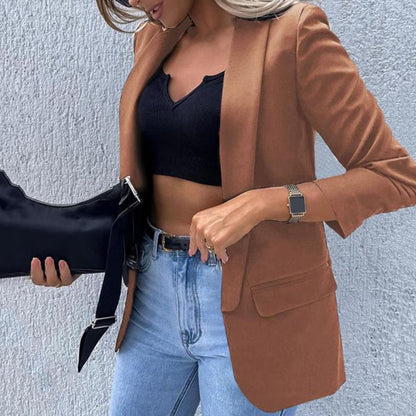 DressBetty - Long Sleeve Flap Pockets Blazer