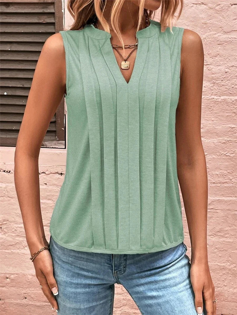 DressBetty - 2024 Elegant Ruffled Sleeveless V-Neck Tank Top