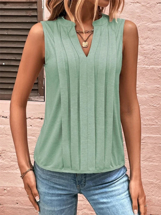 DressBetty - 2024 Elegant Ruffled Sleeveless V-Neck Tank Top