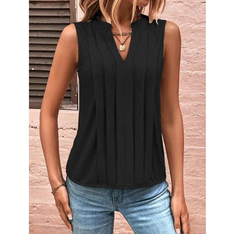 DressBetty - 2024 Elegant Ruffled Sleeveless V-Neck Tank Top
