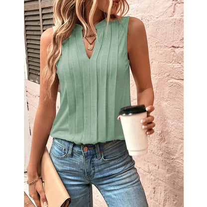 DressBetty - 2024 Elegant Ruffled Sleeveless V-Neck Tank Top