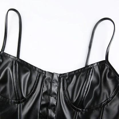 DressBetty - 2024 Sexy Low-Cut PU Leather Corset Camisole