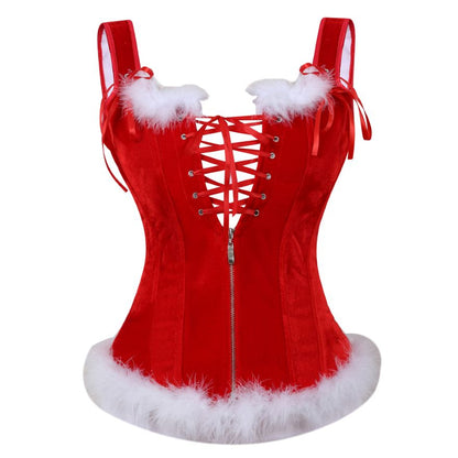 DressBetty - Sexy Christmas Overbust Corset Top Straps Lace Up Zipper Corsets Bustiers