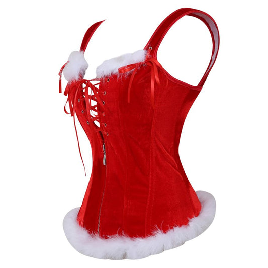 DressBetty - Sexy Christmas Overbust Corset Top Straps Lace Up Zipper Corsets Bustiers