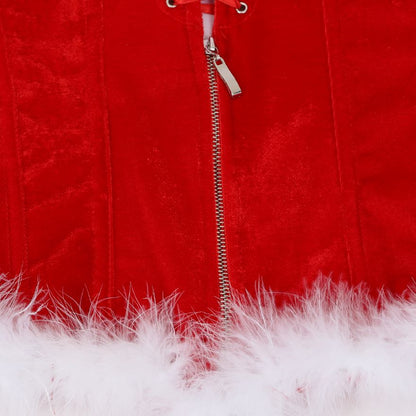 DressBetty - Sexy Christmas Overbust Corset Top Straps Lace Up Zipper Corsets Bustiers