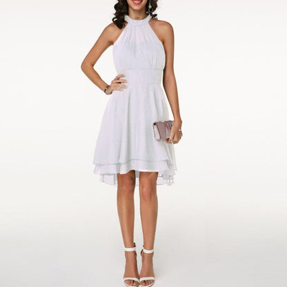 DressBetty - Women's Dress Elegant Halter Sleeveless Cropped Layered Midi Dress