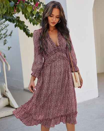 DressBetty -  Spring And Summer  Popular V-neck Simple Printed Dress