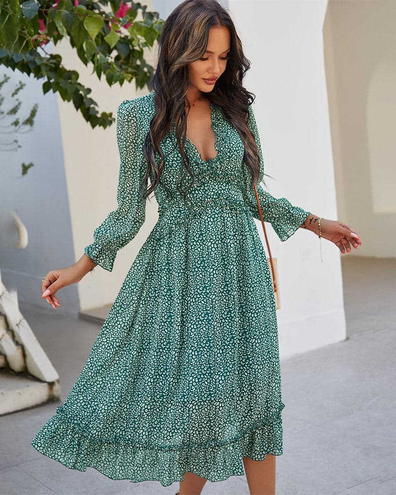 DressBetty -  Spring And Summer  Popular V-neck Simple Printed Dress