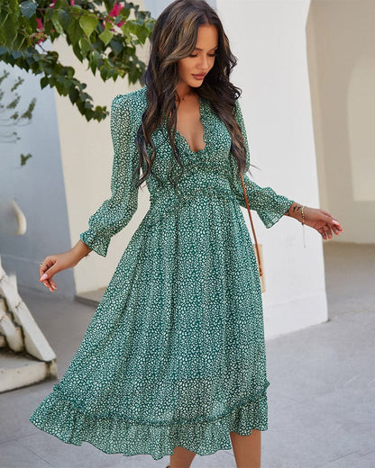 DressBetty -  Spring And Summer  Popular V-neck Simple Printed Dress