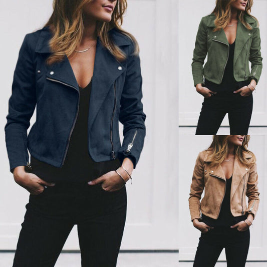 DressBetty - Fashion Solid Color Cool Zipper Jacket