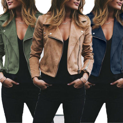 DressBetty - Fashion Solid Color Cool Zipper Jacket