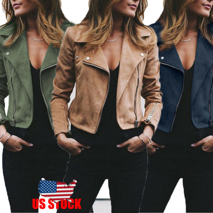 DressBetty - Fashion Solid Color Cool Zipper Jacket