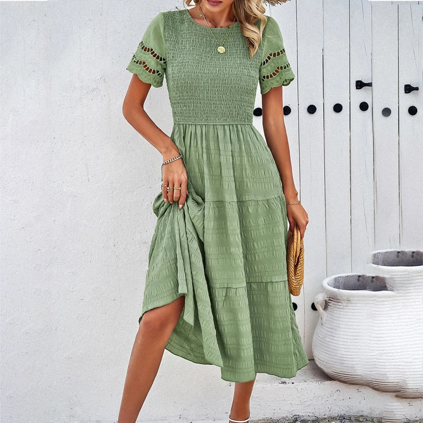 Hollow Sheath Elegant Midi Dress