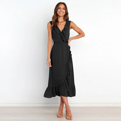 Ruffled Rope Sleeveless Midi Dress