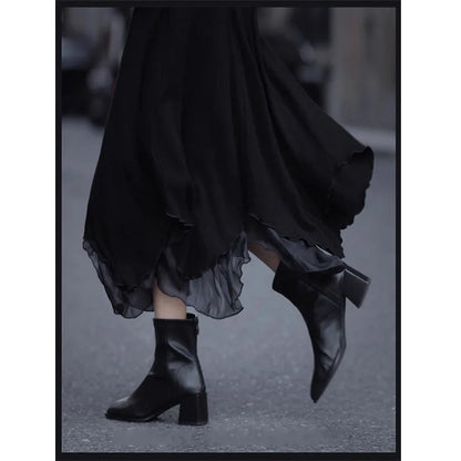 Knit Waist Skirt Midi Dress