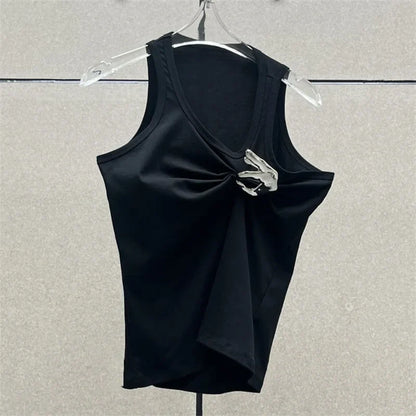 DressBetty - 2024 Korean Fashion Pleated Sleeveless Women's Tank Top