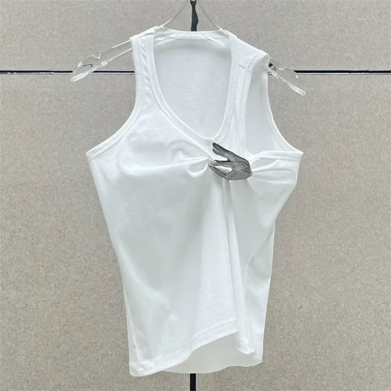 DressBetty - 2024 Korean Fashion Pleated Sleeveless Women's Tank Top