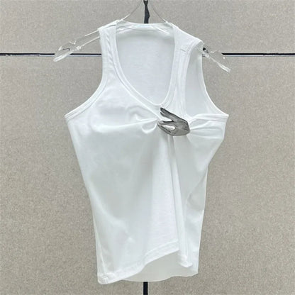 DressBetty - 2024 Korean Fashion Pleated Sleeveless Women's Tank Top