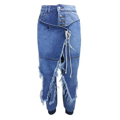 DressBetty - Women's Jeans Pants Fashion High Waist Mom Show Pants Spring Summer Retro Street Loose Wide Leg Pants