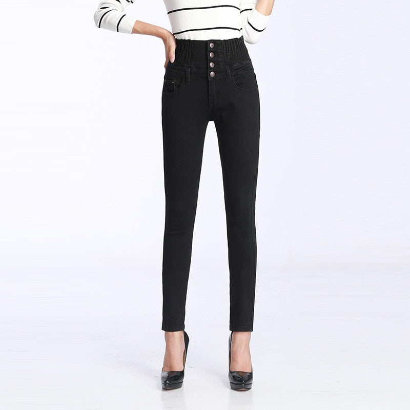 DressBetty - High Waist Skinny Pants Elastic Waist Jeggings Casual clothes Jeans