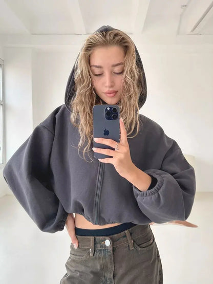 Oversized Fleece Pocket Zip Hoodie