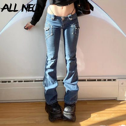 DressBetty - 2024 Cute Low Rise Streetwear Jeans with 2000s Pockets Trim