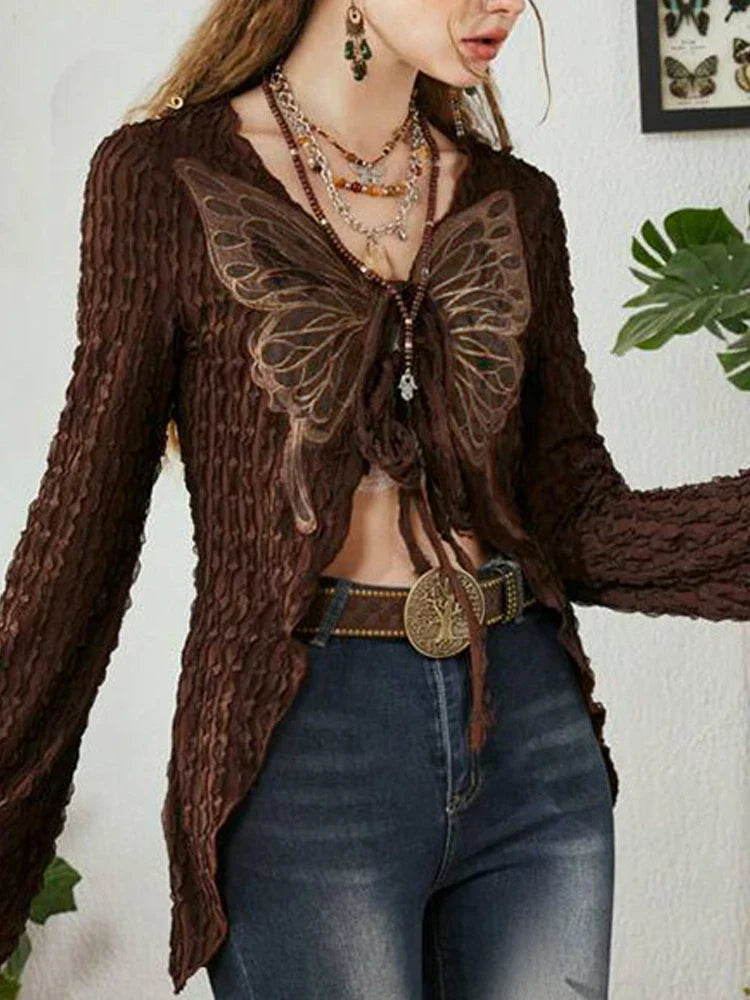 DressBetty - 2024 Vintage 2000s Grunge Lace-Up Cardigans