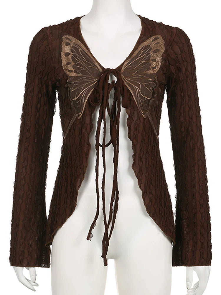 DressBetty - 2024 Vintage 2000s Grunge Lace-Up Cardigans