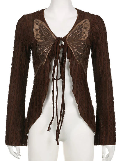 DressBetty - 2024 Vintage 2000s Grunge Lace-Up Cardigans