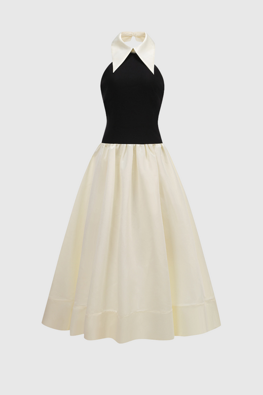 Yeats Halterneck Collar Sleeveless Midi Dress