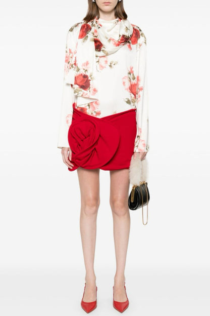 Yelena Floral Print Scarf Blouse