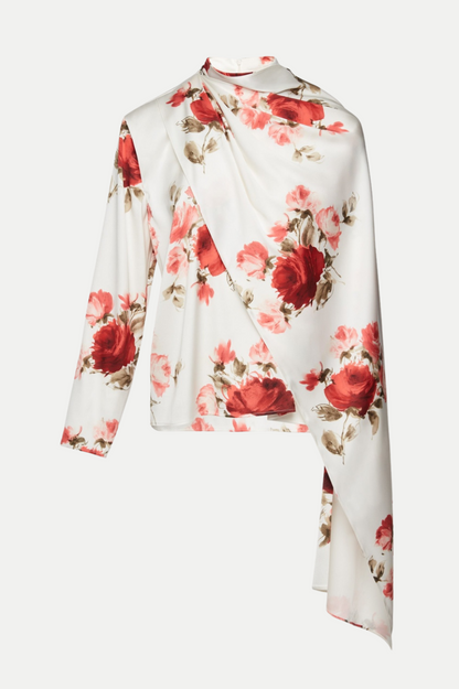 Yelena Floral Print Scarf Blouse