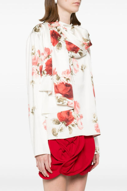 Yelena Floral Print Scarf Blouse