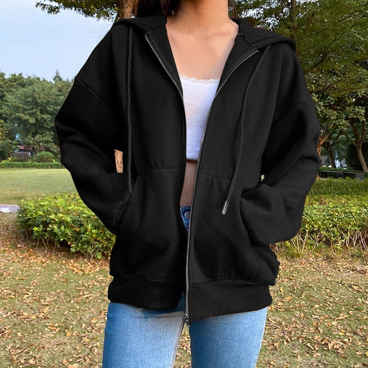 DressBetty - Solid Color Simple Zip-Up Coats