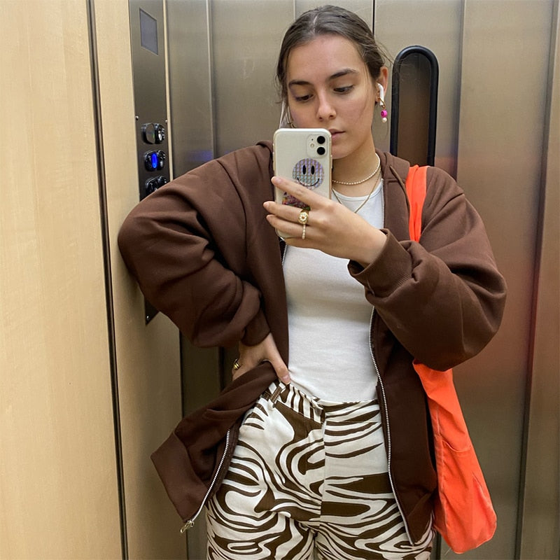 DressBetty - Solid Color Simple Zip-Up Coats