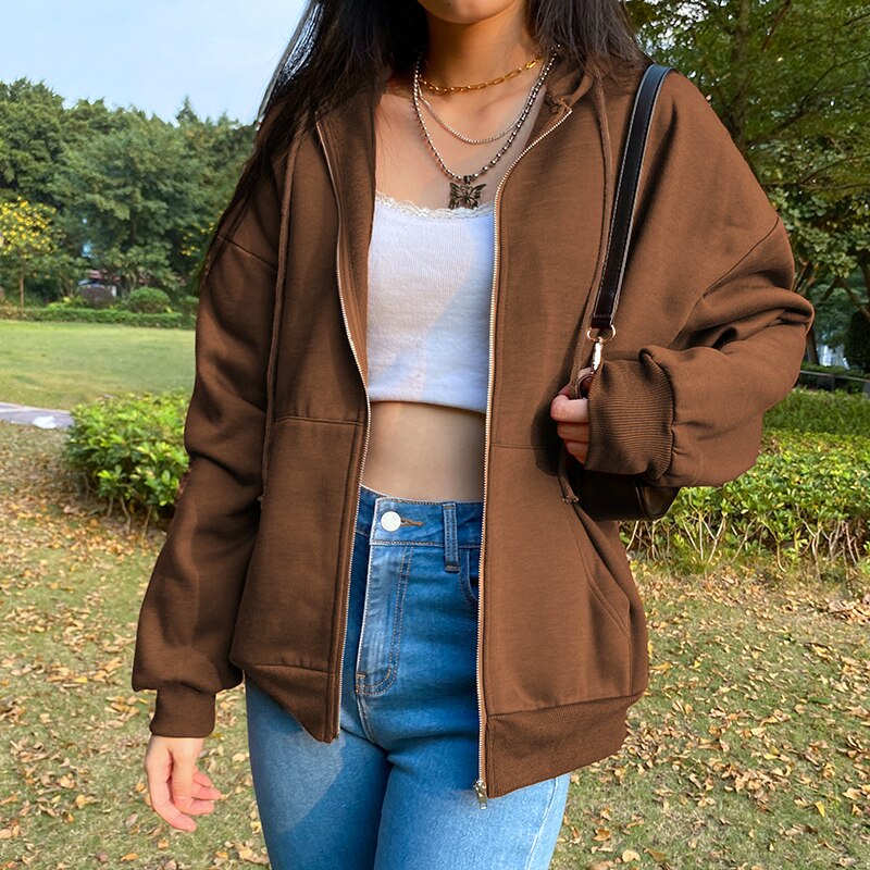 DressBetty - Solid Color Simple Zip-Up Coats