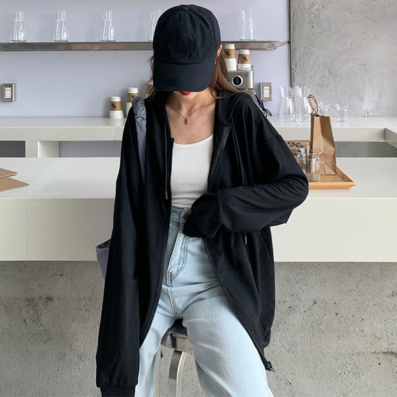 DressBetty - Solid Color Simple Zip-Up Coats