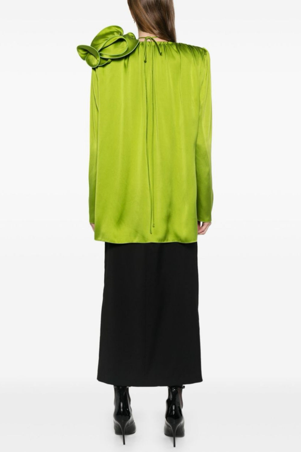Zahirah Floral Appliqué Silk Blouse