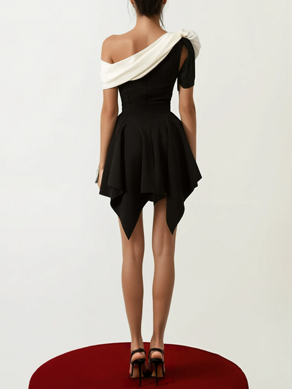 Gerardi Asymmetrical Flared Mini Dress