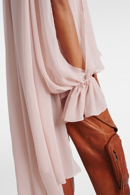 Mistee Asymmetric Slit-sleeve Blouse - Pink