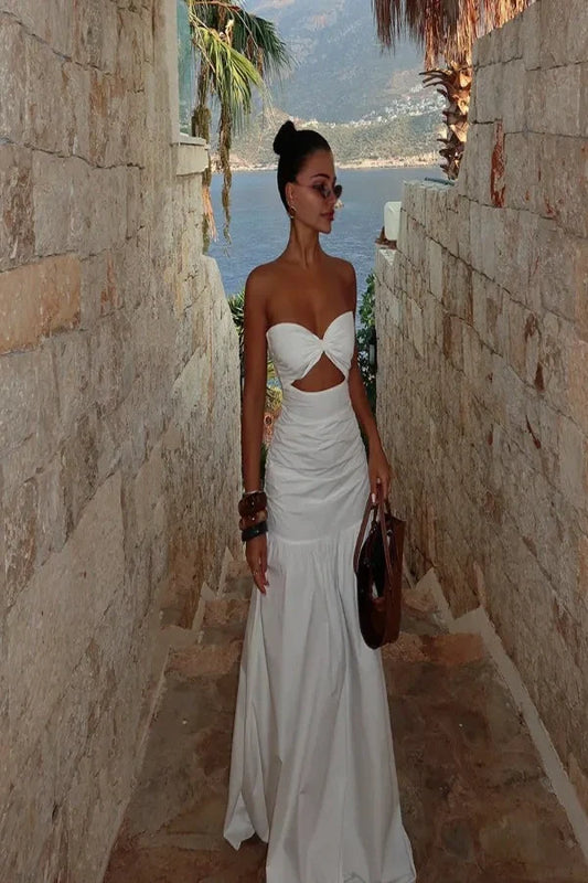 Linda Breasted Hollowed Maxi Dress