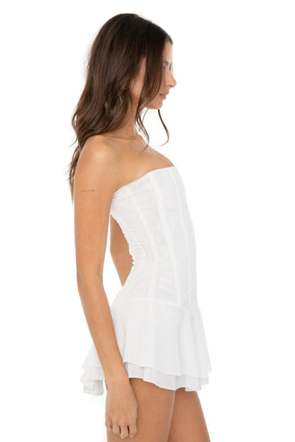 Strapless Draped Mini Dress