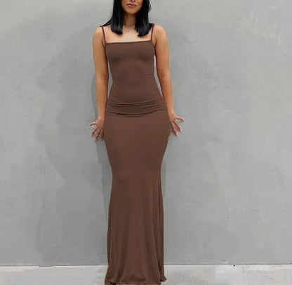 Satin Slip Backless Maxi Dress