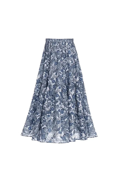 Blue Dragonfly Ruffle Skirt Swimsuit Set