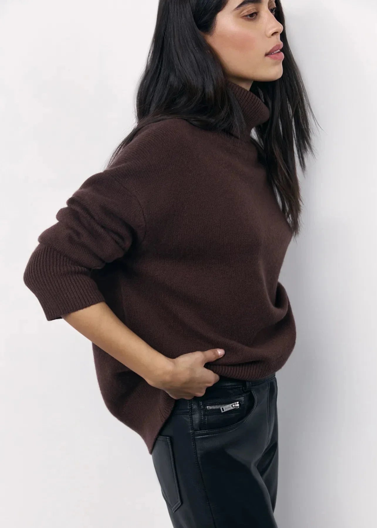 Chic Red Turtleneck Knit Sweater