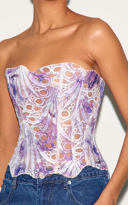 Macy | Lace Tie Corset Top